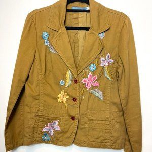 Johnny Was embroidered Tan Jacket size small